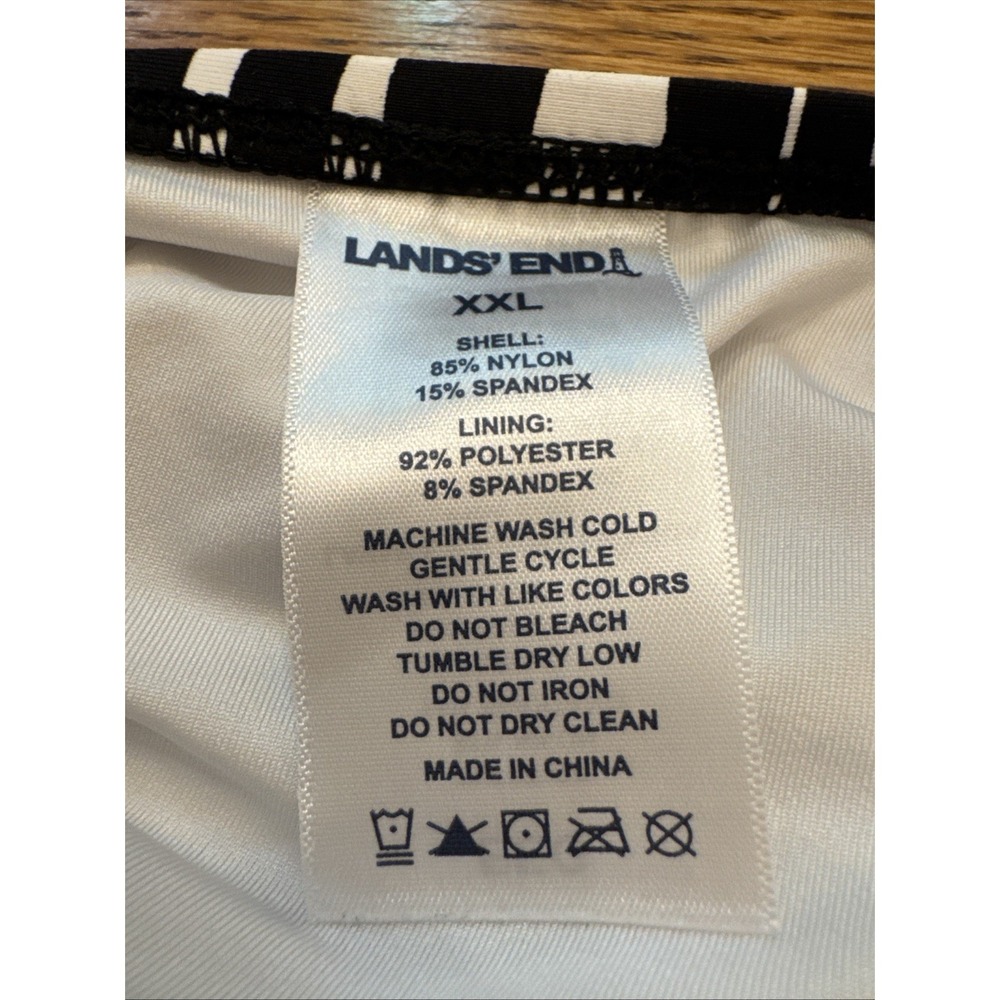 Lands' End V-neck Tulip Wrap Swim Dress Skirt One Piece Suit Black White XXL EUC - Picture 4 of 10